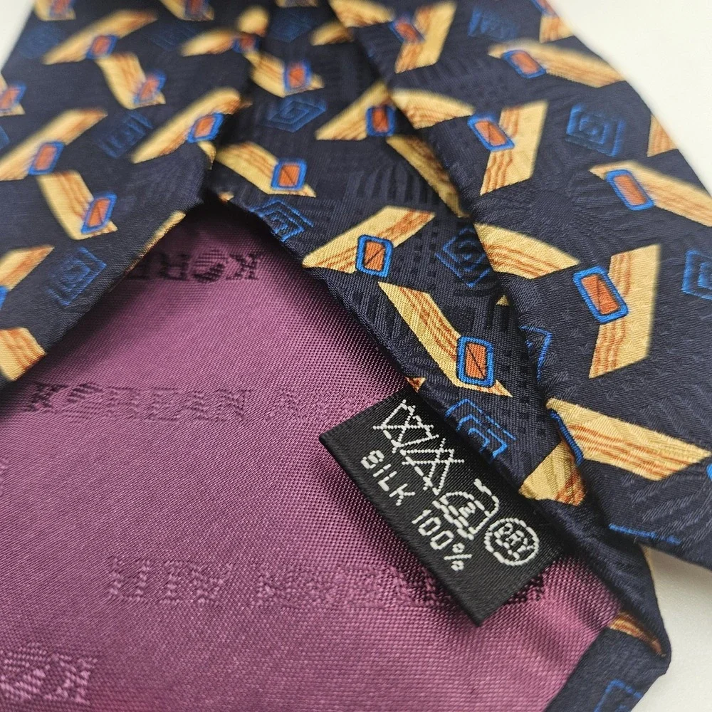 Vintage Korean Air‎ 100% Silk Tie Geometric Pattern